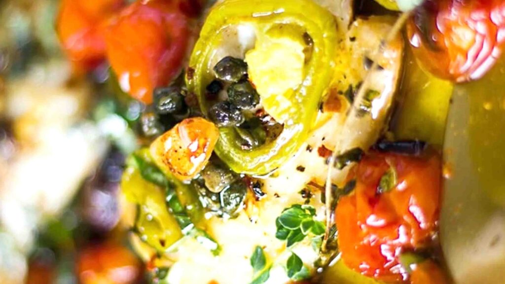 Baked Mediterranean Tilapia with Olives and Tomatoes