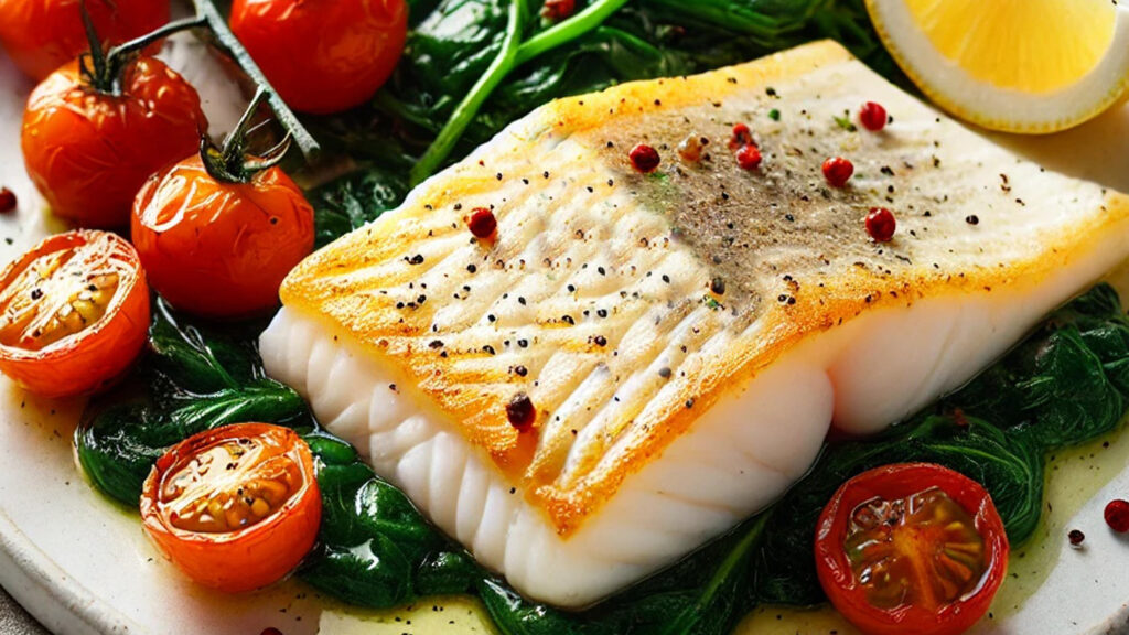 Healthy Fish Recipe with Spinach and Tomatoes